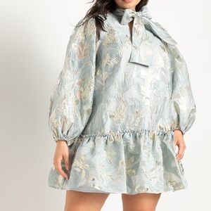 ELOQUII Bubble Hem Jacquard Mini Dress